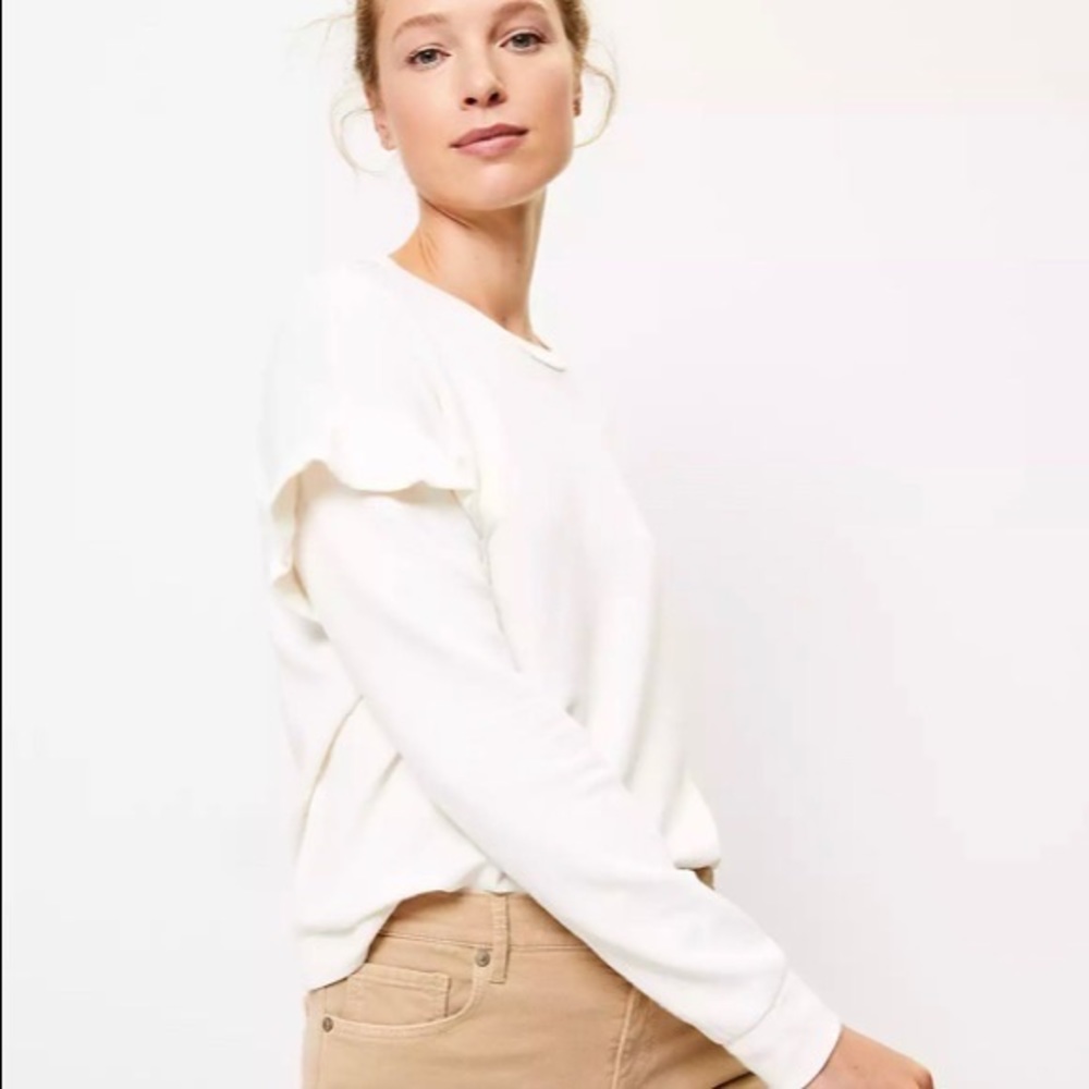 LOFT Ruffle Shoulder Sweatshirt